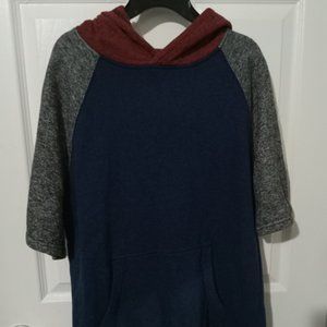 EUC BDG short-sleeve hoodie navy/grey/red - size small